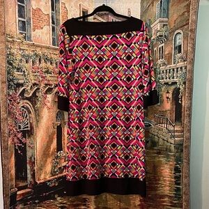 Emma & Michele Geometric Pink and Black Dress